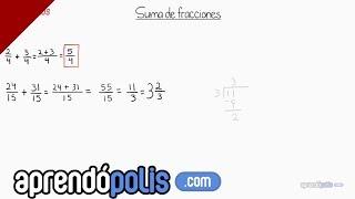 Suma de fracciones con mismo denominador y diferente denominador