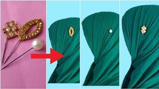 hijab pin diy hijab accessories to easy way. [ DIY waste reuses ]