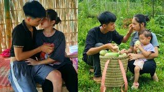 Harvesting luffa and cucumbers (agriculture), going to the market to sell _ cooking with children