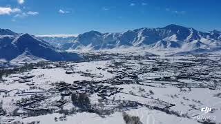 Drone view of snowy Jaghori Zeba