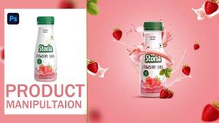 Product Manipultaion Strawberry Shake  in Photoshop 2024 #photoshop #products #manipulation