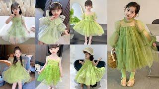 Baby Girl Frocks in Green Colour //Party Wear Dress Design Ideas//Stylish Party Wear Ideas