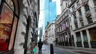 [4K] Wet & Windy City of London Skyscrapers Walking Tour