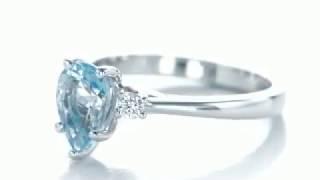 Custom Three Stone Aquamarine and Diamond Engagement Ring