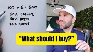 What should you tell your mobile bartending client to buy for inventory or alcohol?