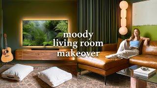 moody living room makeover *start to finish*