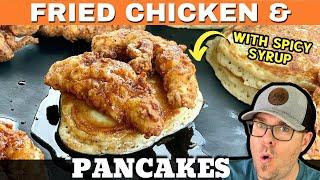 Fried Chicken and Pancakes on the Griddle - Our Flat Top Grill Version of CHICKEN AND WAFFLES!