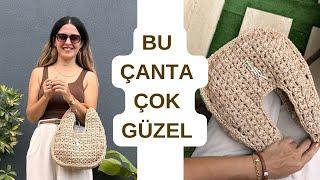 ÇOOK SEVİLEN ÜÇ PARÇADAN OLUŞAN KULLANIŞLI ŞIK BİR ÇANTA YAPIYORUZ  #örgüçanta