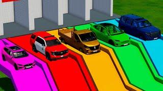 TRANSPORTING COLOR CHEVROLET, DACIA, AUDI, DACIA, CHEVROLET INTO GARAGES! - Farming Simulator 22