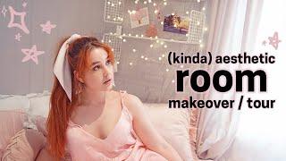 room tour + small bedroom makeover | girly, minimal + aesthetic
