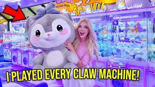 PLAYING EVERY CLAW MACHINE AT THIS HUGE ARCADE!! (*I WON the biggest prize!*)