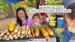 Banana sa žara, ulična hrana | Grilled banana and sweet corn on the street