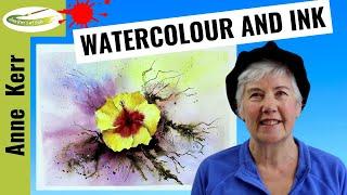 How To Paint A Flower In Watercolour and Acrylic Ink (step by step).by professional artist ANNE KERR