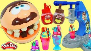 Feeding Mr. Play Doh Head Play Dough Ice Cream Swirls & Dessert with Drizzle Syrup!