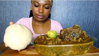 Asmr mukbang banga atama soup with assorted meat and fufu