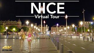 NICE, FRANCE NIGHT WALKING TOUR - 4K | CITY | TRAVEL GUIDE | VACATION - AUGUST 2021