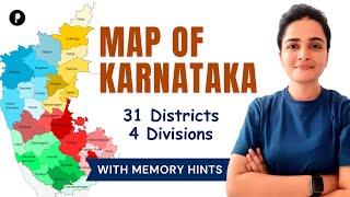 Map of Karnataka | 31 Districts of Karnataka | Geography | With Mnemonics