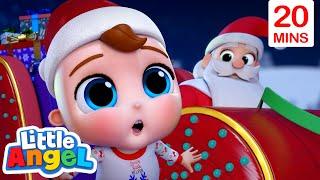 Look! It's Santa! | Christmas Songs for Kids | Little Angel | Moonbug Christmas Kids!