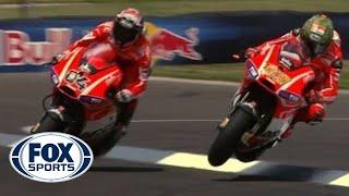 Valentino Rossi and Nicky Hayden Epic Finishes - Indy GP 2013