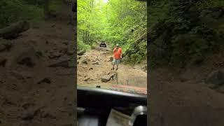 Biz climbing the rock obstacle on Fincastle rd on the DBBB in KY. #4x4 #offroad #jeep