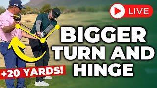 Golf Lesson: BIGGER Backswing Turn And Wrist Hinge (20 MORE YARDS In 20 Minutes!)