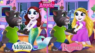 My Talking Angela 2 And Tom || The Iittle Mermaid vs Rapunzel || Cosplay