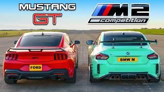 New Mustang V8 v BMW M2: DRAG RACE