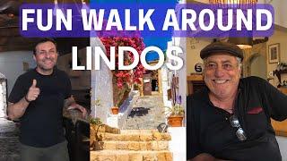 Lindos: Fun Walk Meeting Characters, Finding Bars and Cafes, Pretty Streets - Greek Island of Rhodes