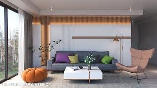 Sketchup Vray interior | Living room | Vray Sketchup tutorial #57