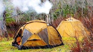 Hot Tent Camping In Heavy Rain - Jeep Overland Camping Adventure
