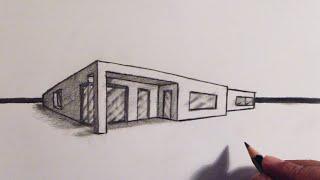 How to draw a modern house using 2 point perspective.