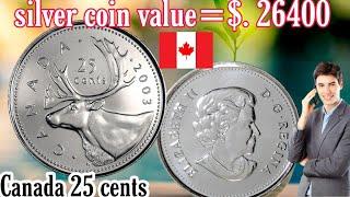 Canada 25 cents 2008 coin value in india Canadian 25 cents Elizabeth 2 coin price in USA,pkr,inr..