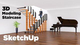 SketchUp tutorials | How to Design a Modern Staircase in SketchUp