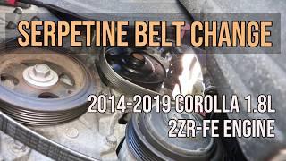 Serpentine Belt Change, 2014-2019 Toyota Corolla 1.8L 2ZR-FE Engine 2015,2016,2017,2018,2019