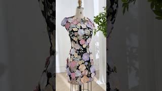 Corset cap sleeves 3D floral appliqué mini dress #dress #gown #fashion #sewing #hautecouture #prom