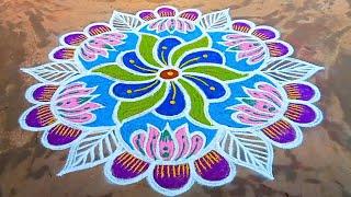 Margazhi madham daily colour rangoli 5*3 dost flower  rangolis eesy traditional Rangoli