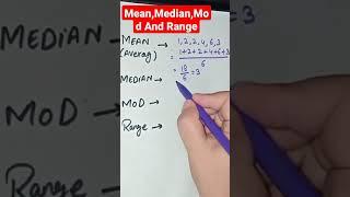 Mean,Median,Mod And Range #MATHSFUN#shorts #viral