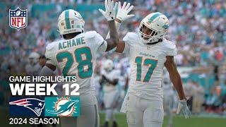 New England Patriots vs. Miami Dolphins Game Highlights | NFL 2024 Season Week 12