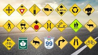 Traffic Signs for Driving Test : 136 Canadian Road Signs  Part 2/3