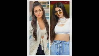 Tanya Sharma  vs Isha Malviya , matching  colour dress   and pose ️