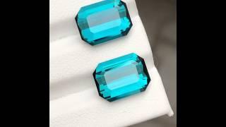 Flawless 9.0 CT Perfect Match Pair Blue Indicolite Tourmaline Gemstones from Afghanistan.