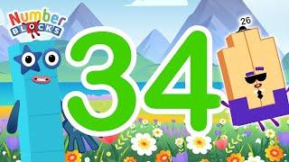 Numberblocks Magic Run World Adventure 34 - Numberblocks find 26 & 34 Number in Flower & Egypt World