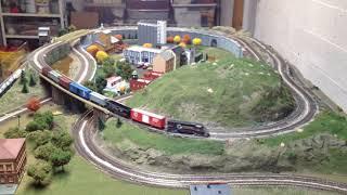Two trains running on the small n-Scale 4x8 layout