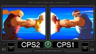 Street Fighter Zero (Arcade vs Arcade - CPS2 vs CPS1) Side by Side Comparison (CPS Changer)