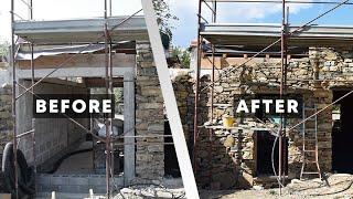 #26 Hemp blocks and stones to close the kitchen area! Renovation of an old italian stone house