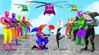 Spiderman Superheroes propose Spider Gwen making angry Venom3 Hulk,Black Shark Spiderman|King Spider