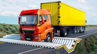 Cars vs Log Trap x Upside Down Speed Bumps x Container Bridge ▶️ BeamNG Drive