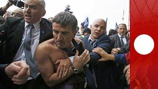 Air France managers' clothes ripped off by angry mob, France