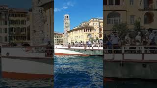 The steamer Italia slowly approaching the harbor in Riva del Garda - Lake Garda, Italy