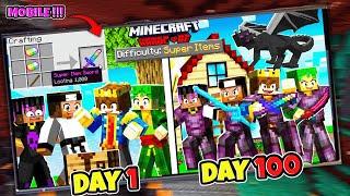 100 Days But ITEMS ARE SUPER OP In Hardcore Minecraft| Mobile